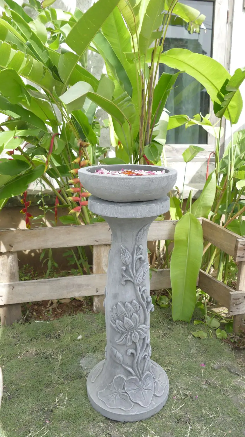  Product image 4 of the product “Rinjani - pedestal, tapered, with lotus motif, Ø 30cm, 71cm H | cast stone ”